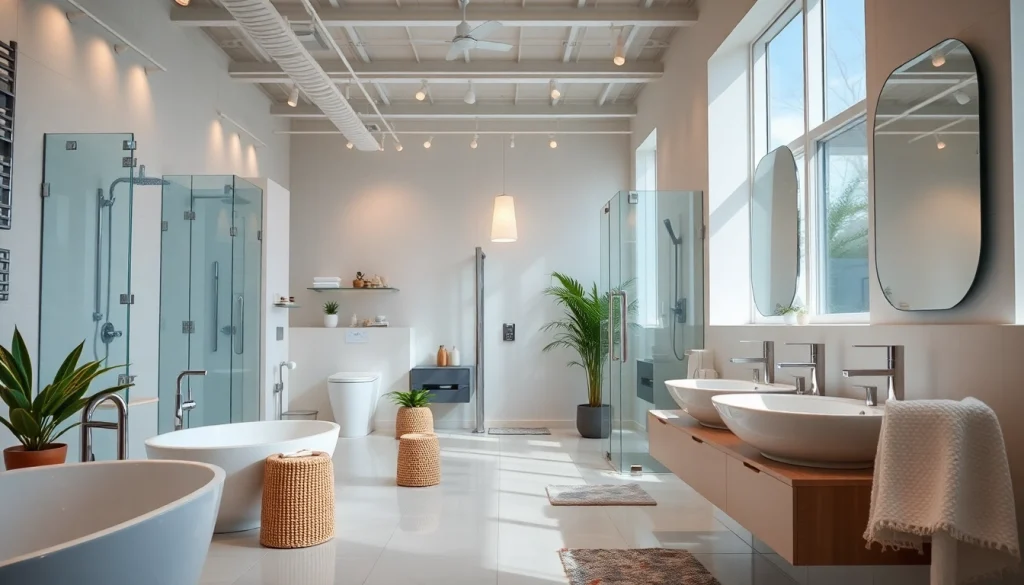 Sonni sanitär GmbH präsentiert hochwertige Badezimmerprodukte in einem modernen Ausstellungsraum.