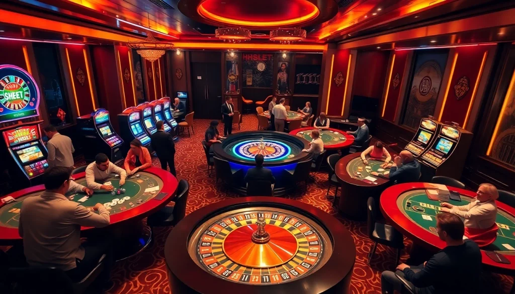 Experience the excitement of SHBET at the vibrant casino tables and slot machines.