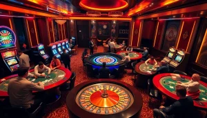 Experience the excitement of SHBET at the vibrant casino tables and slot machines.