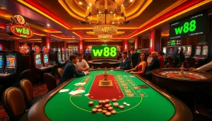 Experience the excitement of online gambling with w88 link at a luxurious casino table.