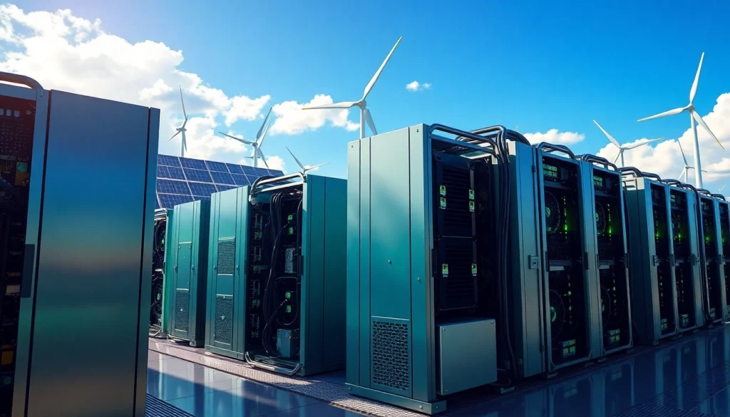 Innovative dogecoin cloud mining facility powered by renewable energy resources.