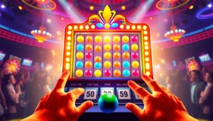 Permainan plinko slot yang menarik dengan bola berwarna cerah jatuh ke multipliers di bawahnya.