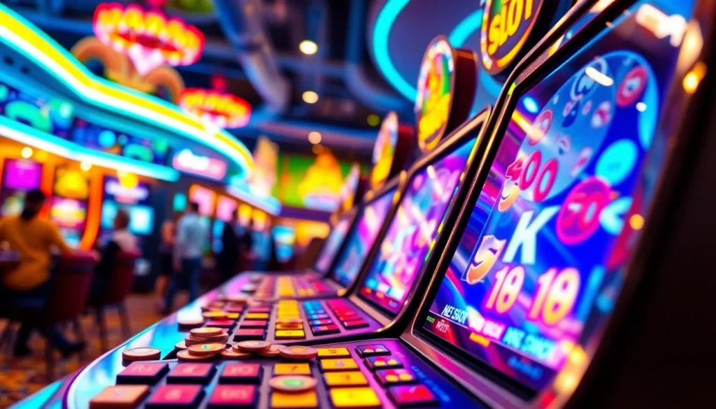 Menangkan di mesin slot deposit 1k dengan atmosfer kasino yang vibrant.