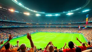 ดูผลบอลล่าสุดในสนามกีฬาที่มีบรรยากาศตื่นเต้นมีแฟนบอล cheering