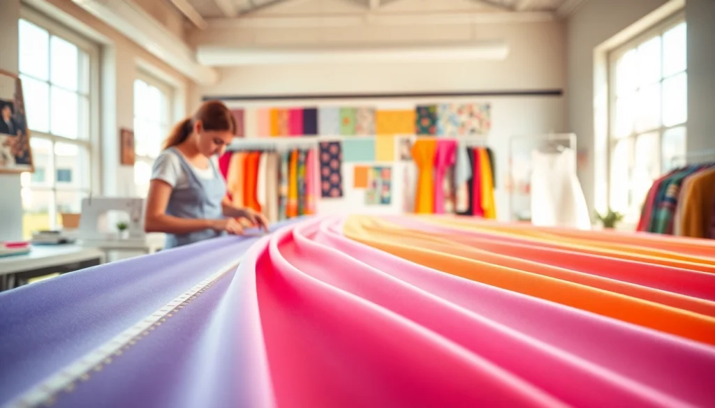 Maak creaties met stretch stof in een kleurrijke modeatelier vol stoffen en inspiratie.