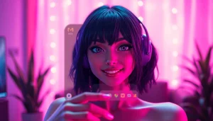 Engaging NSFW character AI interaction in a modern chat interface, displaying a playful virtual character.