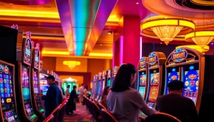 Experience thrilling gameplay at IDNslot with exciting slot machines and vibrant casino ambiance.