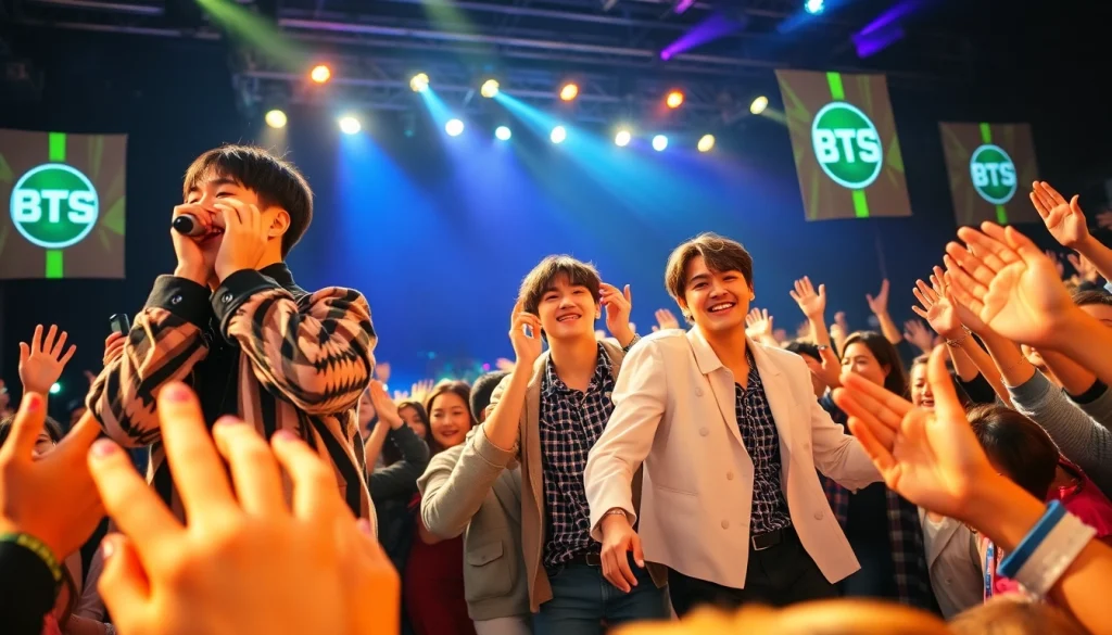 BTS news highlights their engaging performances with energetic fan interactions at vibrant concerts.