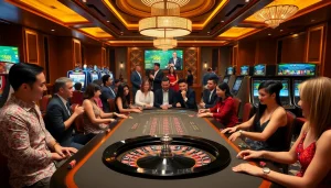 Engage in thrilling BK8 games at a luxurious casino, showcasing excitement and professionalism.