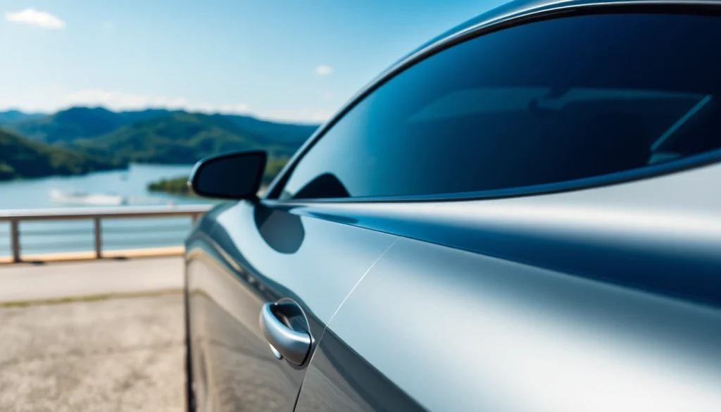 Apply PPF Chattanooga for a sleek car, highlighting its protective features in a vibrant, natural setting.