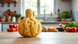 Using a kitchen loofah to enhance cooking health and cleanliness.