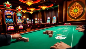 Représentation visuelle d'un casino en ligne fiable mettant en avant des expériences de jeu luxueuses et excitantes.