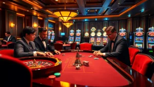 Engaging scene of bandar mix parlay betting at an elegant casino table.