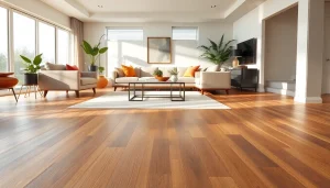 Stylish living room showcasing lvp flooring with rich textures and natural lighting.