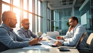 Audit Services in Dubai showcased in a modern office with professionals analyzing financial documents.