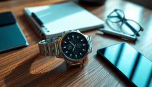 Showcasing the Finesse Smart Watch on a stylish desk with modern accessories.