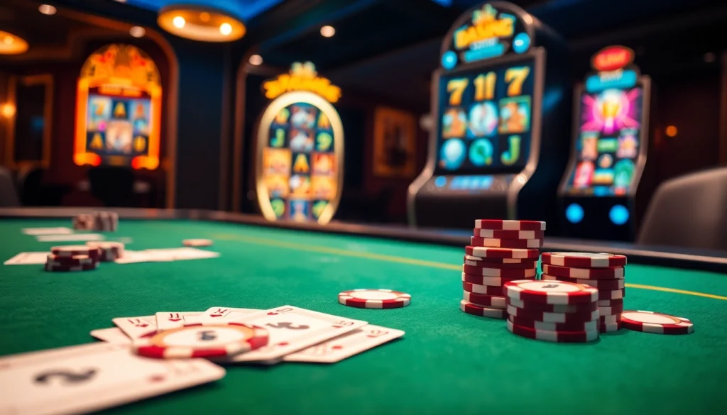 Engagez-vous dans une scène de jeu en ligne dynamique mettant en avant la fiabilité avec des éléments de casino en ligne fiable luxueux.