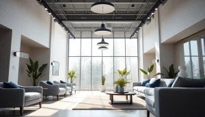 Sleek Illumination enhancing a modern interior space's aesthetic with natural light.