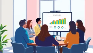 Engaged team analyzing a Bid-No-Bid Analysis in a modern office.