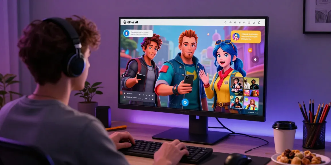 User engaging with the status app, creating an avatar and interacting with beloved fictional characters, showcasing the vibrant community.