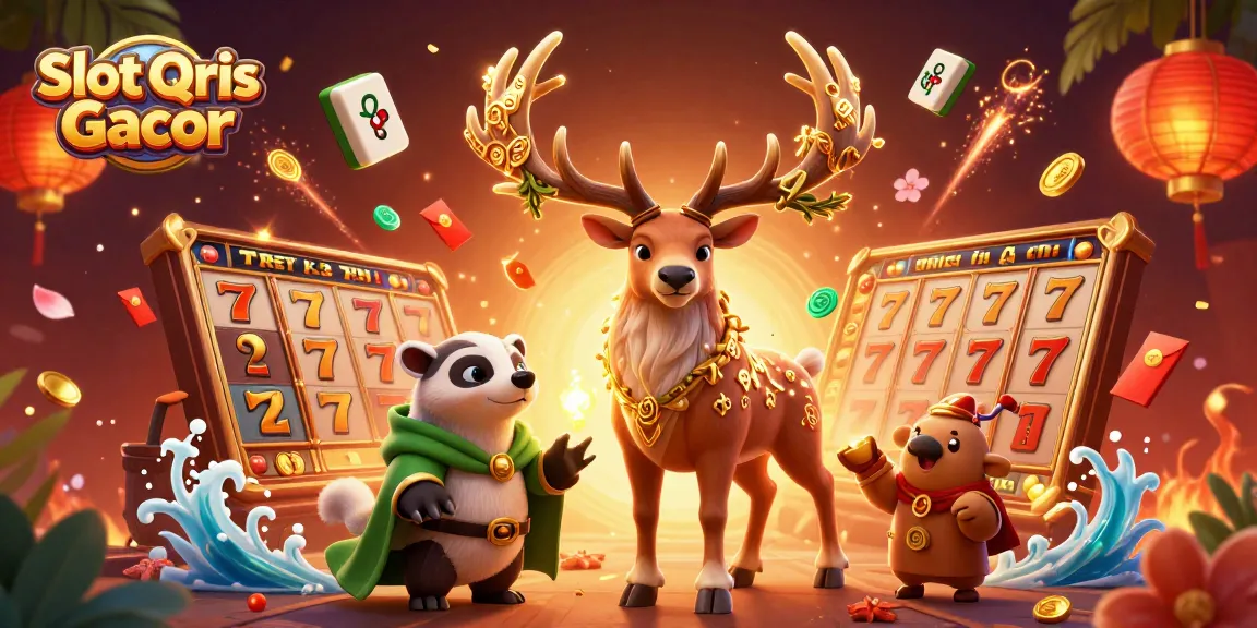 Experience the thrill of Slot Qris Gacor with cartoon characters amid vibrant casino action.