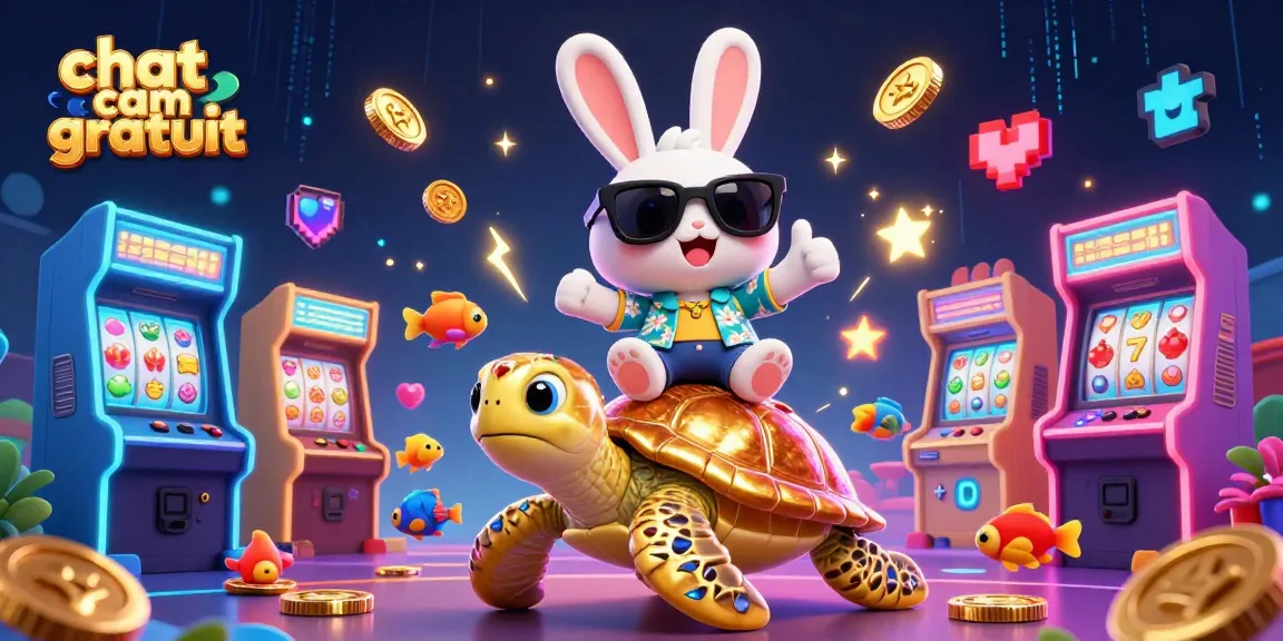 Experience chat cam gratuit with lively animated characters in a vibrant casino-themed 3D scene.