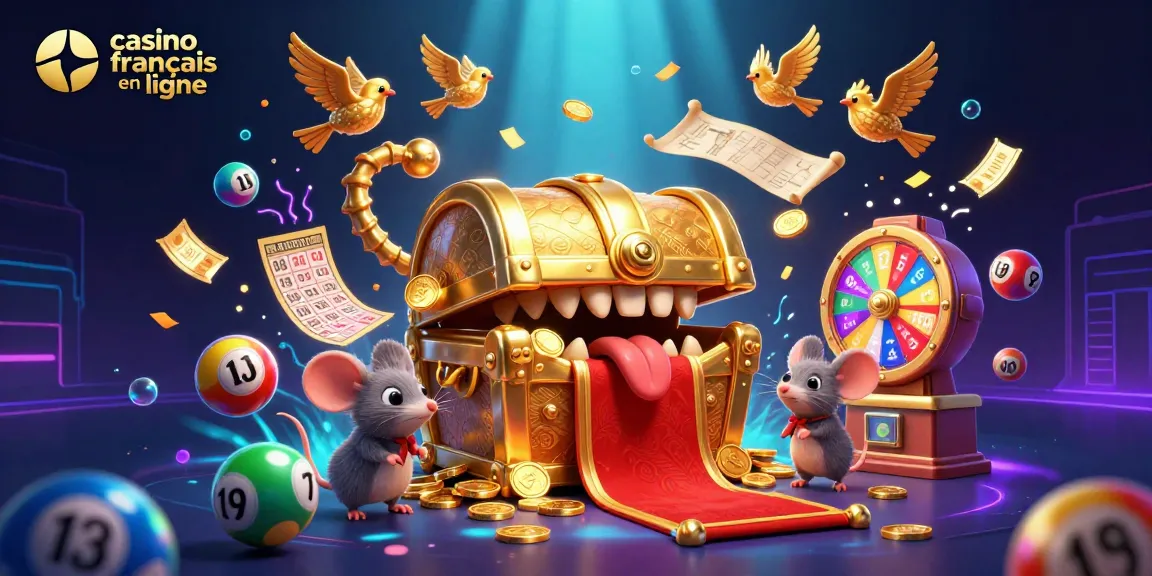 Jouez sur un casino français en ligne avec des bonus et des jeux captivants dans une scène animée.