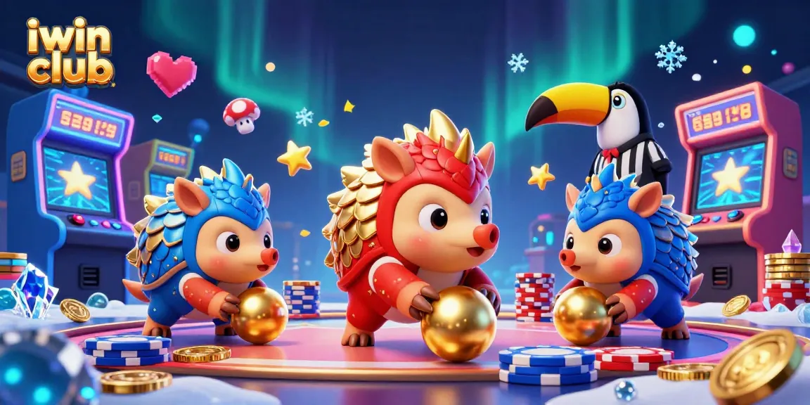 Engaging gameplay at iwin club features rival pangolins amidst vibrant casino themes.