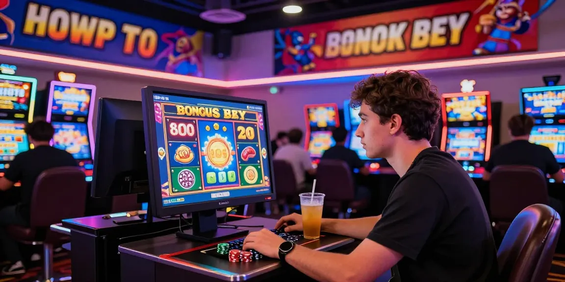 Player engaging with bonus buy slots UK in a modern online casino setting, surrounded by vibrant neon lights.