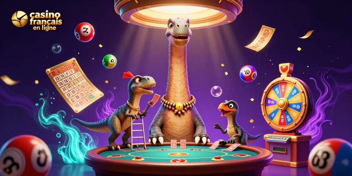 Développez votre expérience de jeu avec le casino français en ligne, entouré de ballons et d'effets de lumière.