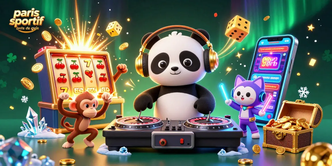 Placeholder d'un DJ panda en 3D mixant avec des roulettes, mettant en avant les paris sportif limite de gain.