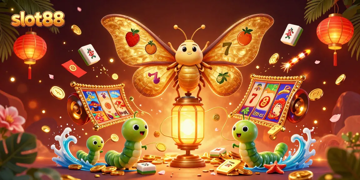 Menangkan jackpot dengan slot88! Ilustrasi 3D menampilkan slot dan elemen kasino yang menarik.