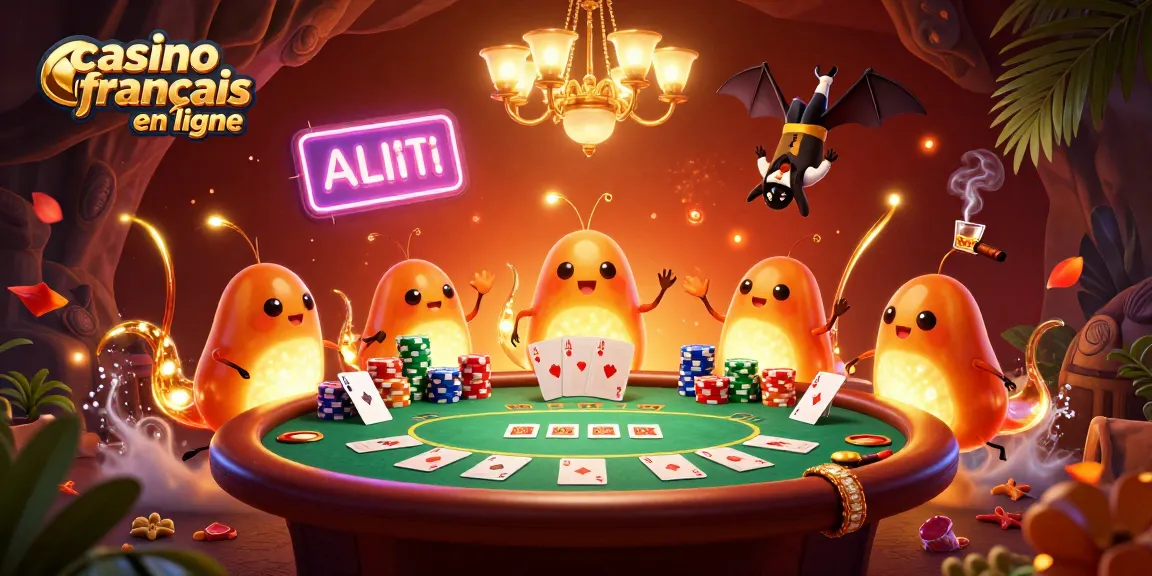 Jouez aux cartes dans un casino français en ligne animé par des vers luisants illuminants.