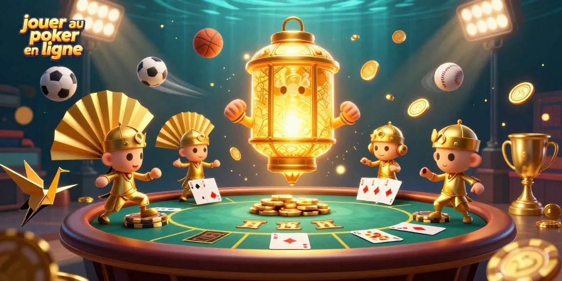 jouer au poker en ligne dans une scène dynamique de poker avec des personnages animés et des éléments de jeu