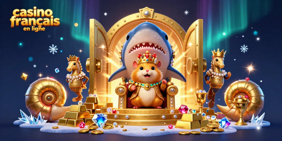 Découvrez le royaume ludique du casino français en ligne avec un roi hamster opulent entouré de trésors scintillants.
