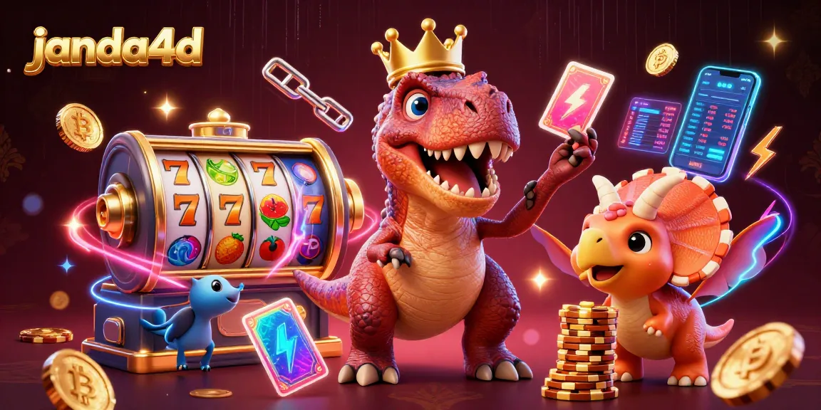 Permainan janda4d yang mengasyikkan dengan dino lucu kartu dan chip di kasino